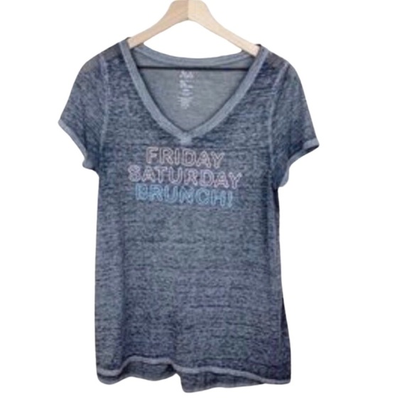 STATE OF MINE Grey Graphic Burnout “BRUNCH” Tee - Picture 3 of 9